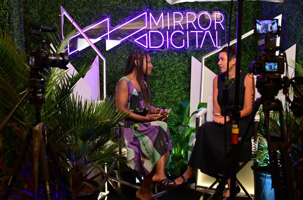 Sheila Marmon hosting Mirror Moments live at ANA Marketing & Diversity Conference in 2023.